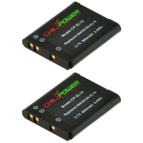 ChiliPower EN-EL19 accu voor Nikon - 800mAh - 2-Pack