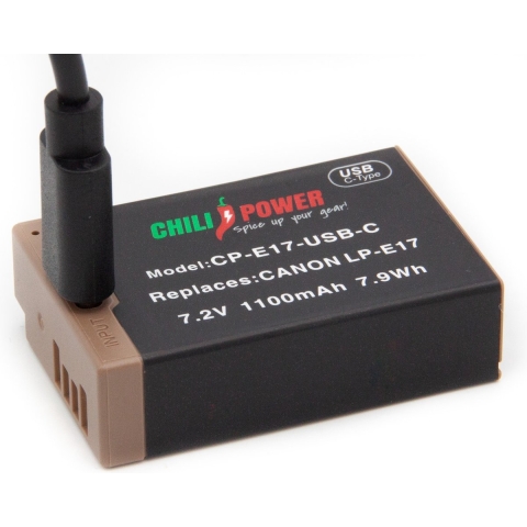 ChiliPower accu LP-E17 USB-C versie voor Canon - 1100mAh