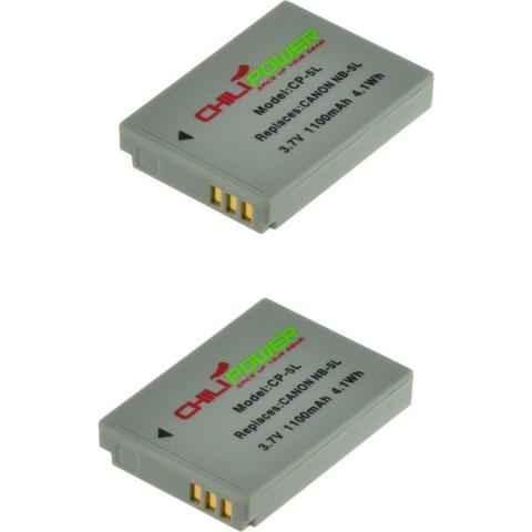 ChiliPower NB-5L accu voor Canon - 1100mAh - 2-Pack