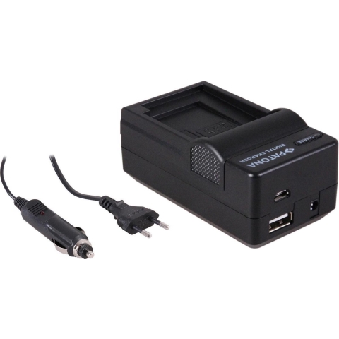4-in-1 acculader voor Canon LP-E17 accu - compact en licht - laden via stopcontact, auto, USB en Powerbank