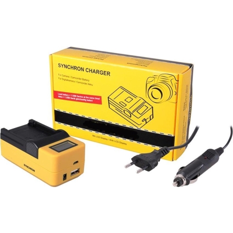 Compacte oplader voor Canon accu NB-1L en NB-1LH - met LCD en USB aansluiting