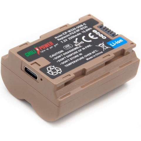 ChiliPower accu NP-W235 USB-C versie voor Fujifilm - 2200mAh