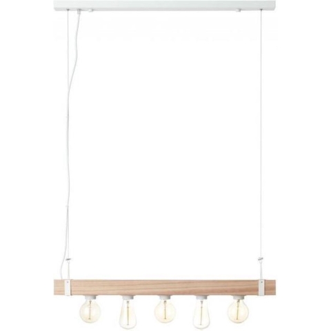 Brilliant lamp White Wood hanglamp 5-lichts beton / hout