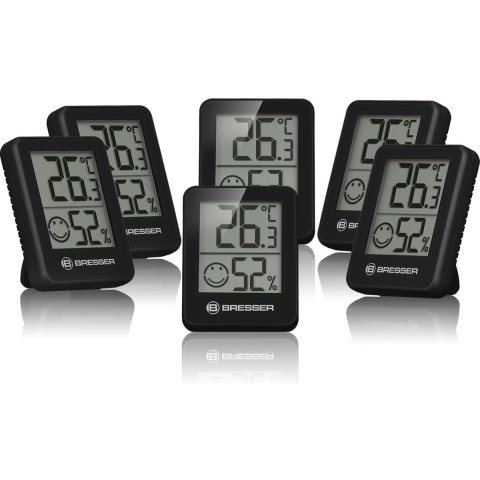 BRESSER ClimaTemp Hygro Indicator Set van 6 Thermo-/Hygrometers (zwart)