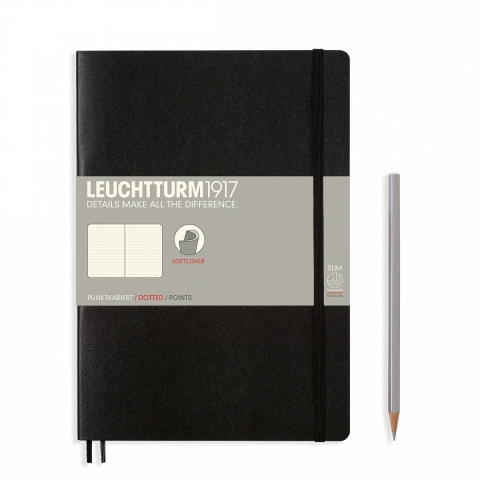 Leuchtturm Black, Softcover, Composition (B5), 123 p., dotted