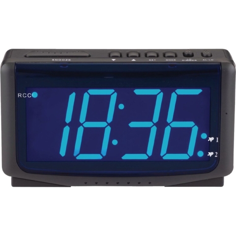 Zendergestuurde LED-wekker met blauw display
