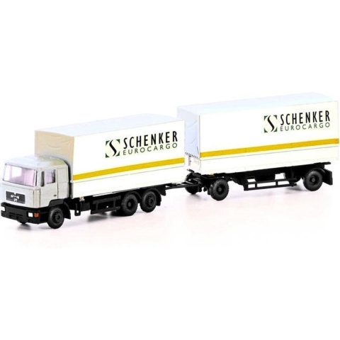 Minis by Lemke LC4633 N Vrachtwagen MAN F90 3-assige wissellaadbak-hangertrein Schenker Cargo