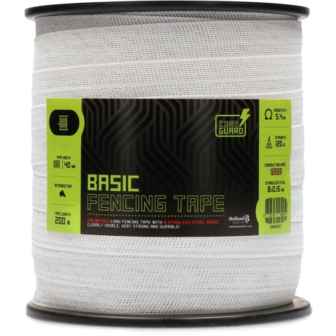ZoneGuard 40 mm Basic afrasteringslint wit 200 m