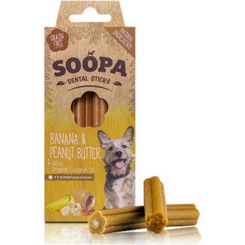 Soopa Dental Sticks banaan & pindakaas voor de hond Per 5
