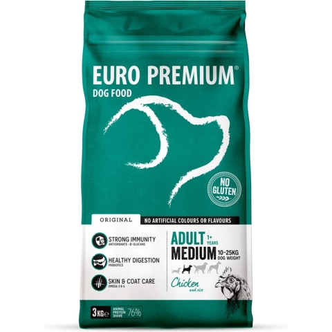 Euro Premium Adult Medium Chicken & Rice hondenvoer 2 x 3 kg