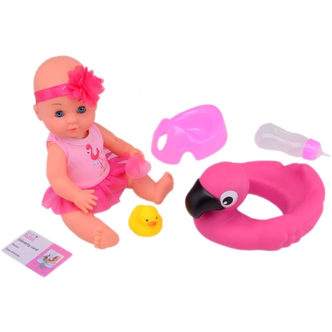 John Toy Baby Rose Drink- En Plaspop 30cm Met Dierenzwemband