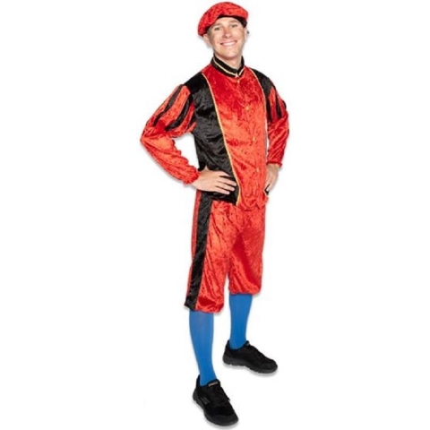 Kostuum Van Velours, Bestaande Uit Broek, Jas En Baret Met Struisveer.