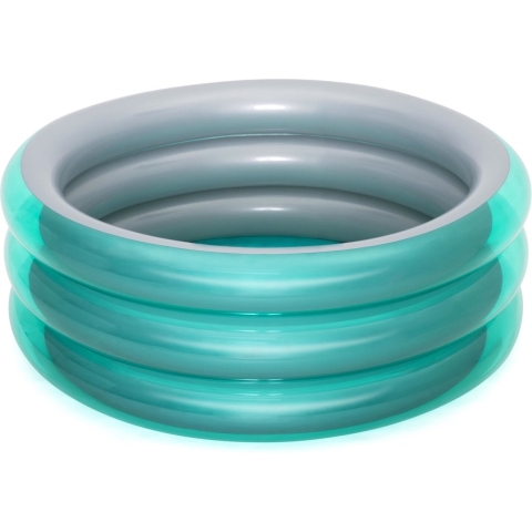 Rond Kinderzwembad Met 3 Gelijke Ringen. Transparante Blauwe Buitenzijde En