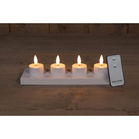 Set 4 St 3D Wick Inductive Rechargeable White Tealight - Annas collection