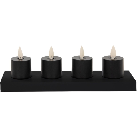 Set 4 St Inductive Rechargeable Black Tealight Moving Flame - Annas collection