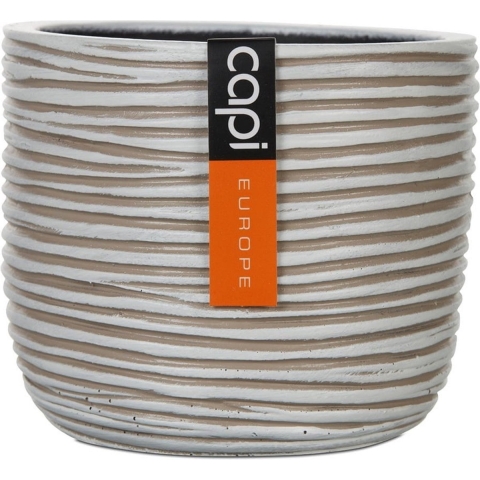 Capi Europe Bloempot bol Rib Anthracite & Ivory - 24x21 - Ivoor
