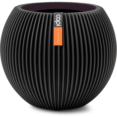 Capi Europe Vaas bol Groove Black & Gold - 30x25 - Zwart