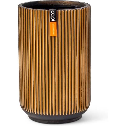 Capi Europe Vaas hoog Groove Black & Gold - 14x22 - Goud