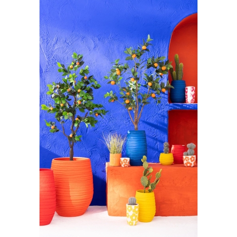J-Line bloempot Fiesta - keramiek - mix - 3 stuks - Ø 14 cm