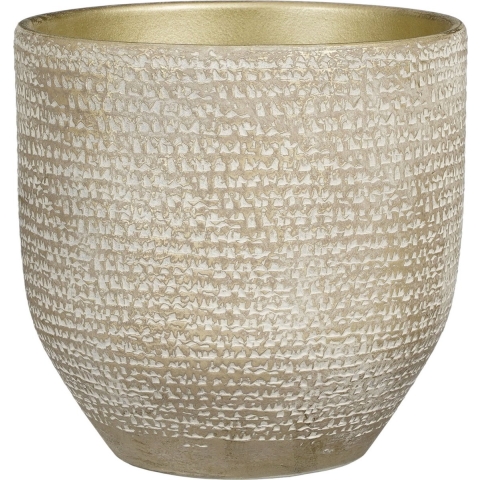 Mica Decorations Plantenpot - terracotta -champagne|wit - 24x22cm