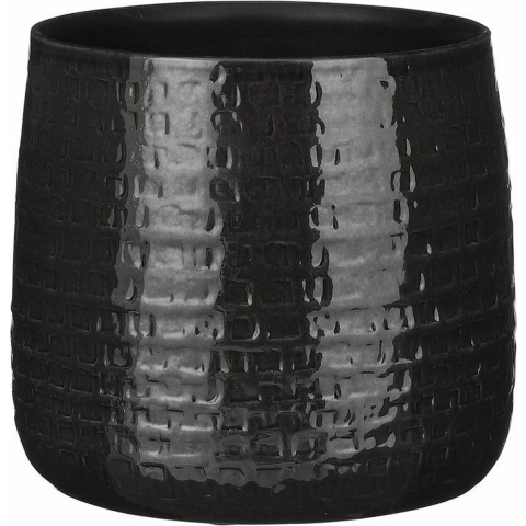 Mica Decorations Plantenpot|bloempot - Keramiek zwart - D24|H21 cm