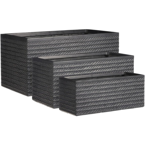 Mica Decorations Corda Plantenbak - H74xØ37 cm - Zwart - Set van 3