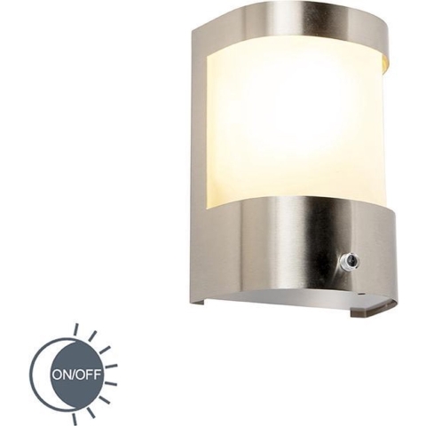 QAZQA Buiten wandlamp RVS schemersensor - Mira