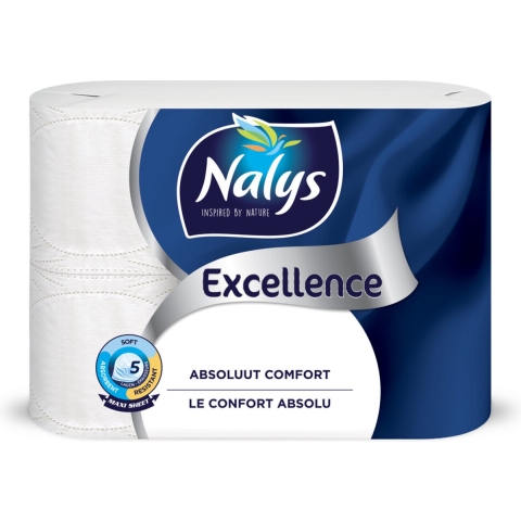 1+1 gratis: Nalys Excellence Maxi-Vel Toiletpapier In Papieren Verpakking 5-Laags 6 stuks