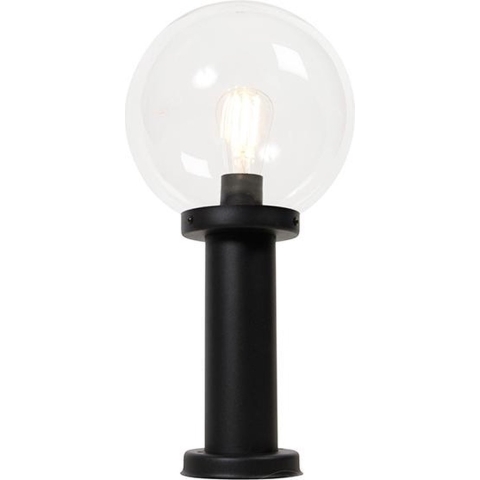 QAZQA Staande buitenlamp zwart met heldere bol 50 cm IP44 - Sfera