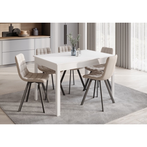 Meubella Eetkamertafel Steve - Wit - 160 cm - Uitschuifbaar