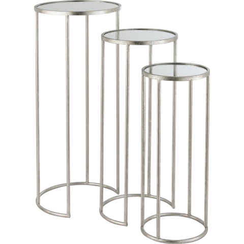 J-Line bijzettafel Leo Spiegel - ijzer - zilver - 3 stuks