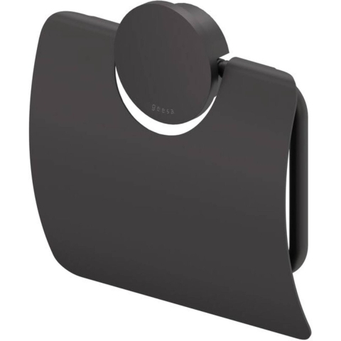Geesa Opal Toiletrolhouder met Klep - Zwart