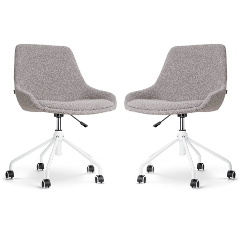 Nolon Nout-Isa Bureaustoelen Set van 2 - Bouclé Taupe - Wit