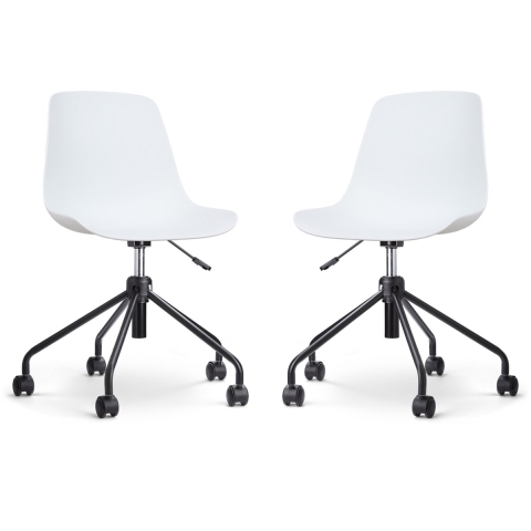 Nolon Nout-Pip Bureaustoelen Set van 2 - Wit - Zwart Onderstel