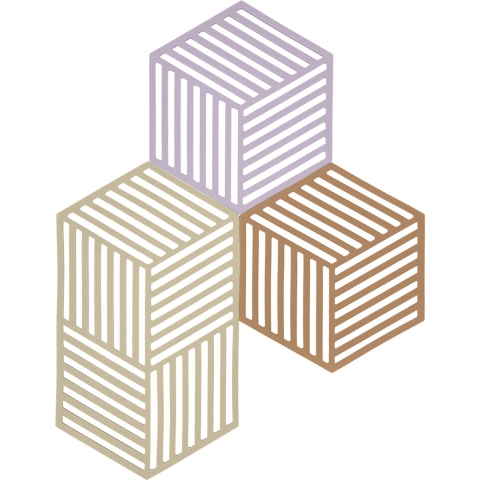 Zone Denmark Hexagon Onderzetter - Set van 3 - Lupine/Warm Sand/Light Terracotta