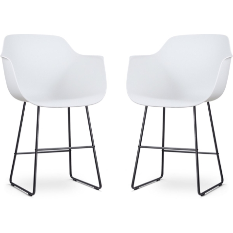Nolon Nino-Puk barkruk wit - zwart onderstel - 65 cm - set van 2