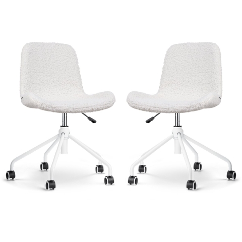 Nolon Nout-Fé Bureaustoelen Set van 2 - Teddy Wit - Wit Onderstel