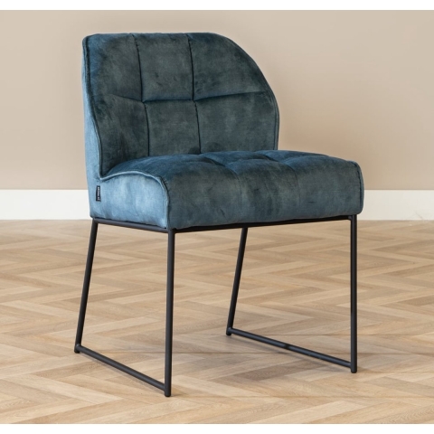 Bronx71 Velvet eetkamerstoel Janna blauw
