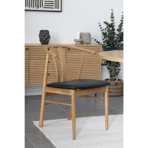 House Nordic - Eetkamerstoel Artenara Eiken Naturel|Zwart - Set van 2