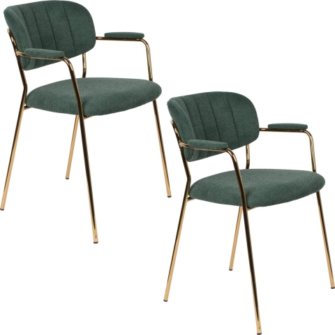 Housecraft Jolien Eetkamerstoelen Goud|Dondergroen - Set van 2