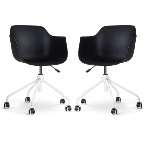 Nolon Nout-Puk Bureaustoelen Set van 2 - Zwart - Wit Onderstel