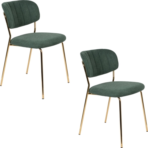 Housecraft Living Jolien Eetkamerstoelen Goud| Dondergroen - Set van 2