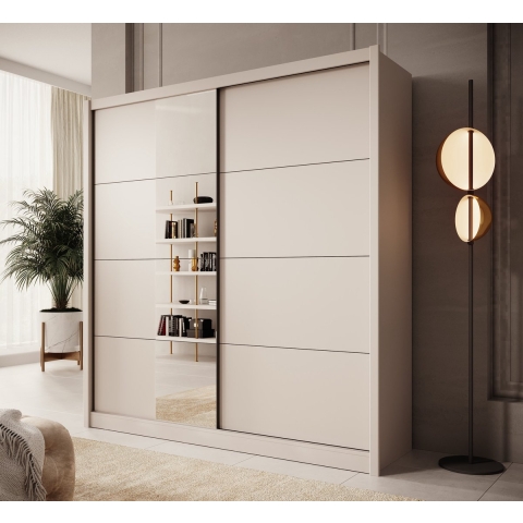 Meubella Kledingkast Azul - Beige - 205 cm - Met spiegel