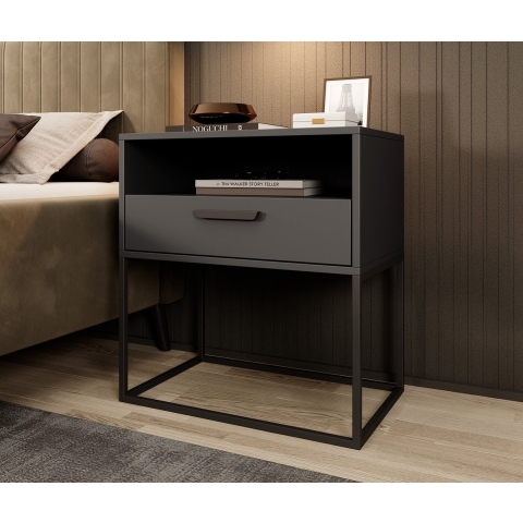 Meubella Nachtkastje Sylvester 4 - Antraciet - 60 cm