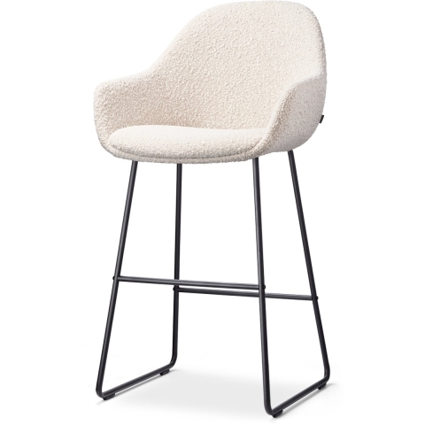 Nolon Nino-Mae Barkruk Bouclé Beige - met Armleuning - Zwart - 65 cm