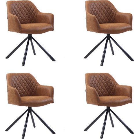 Bronx71 Industriële eetkamerstoel Dex cognac eco-leer -