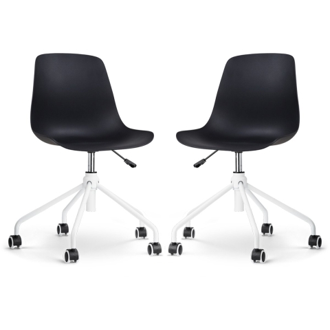 Nolon Nout-Pip Bureaustoelen Set van 2 - Zwart - Wit Onderstel