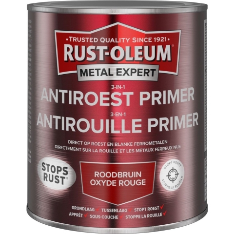 Rust-Oleum 3-In-1 Antiroest Primer - RAL 3000 Roodbruin - 0,75L