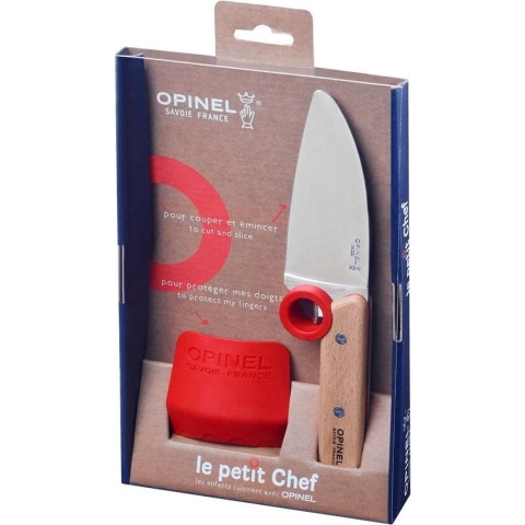 OPINEL - Le Petit Chef - Kindermes met vingerbeschermer 2-dlg Rood