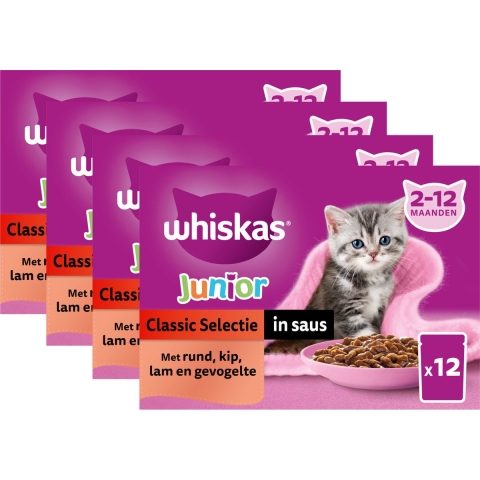 Whiskas Whiskas multipack pouch junior classic selectie vlees in saus